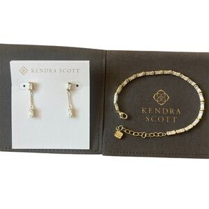 Kendra Scott Juliette 14K Gold Plated CZ Baguette Earrings and Bracelet